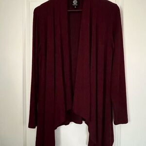 Bobeau Deep Red Open Front Cardigan